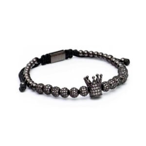 Pulsera de corona con baño rodio (unisex)