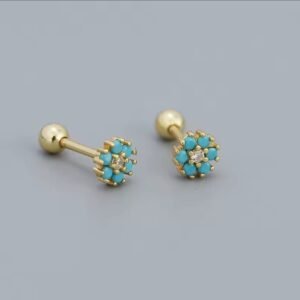 Piercing de plata (Baño oro) flor