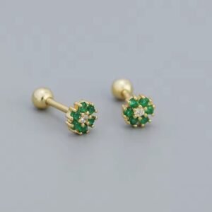 Piercing de plata (Baño oro) flor