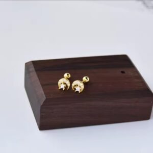 Piercing de plata (Baño oro) Luna y estrella
