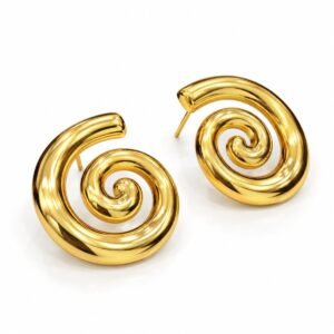 Aritos dorados en espiral
