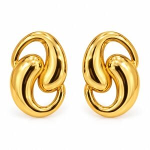 Aretes dorados de eslabones entrelazados