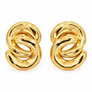 Aretes dorados de diseño entrelazado
