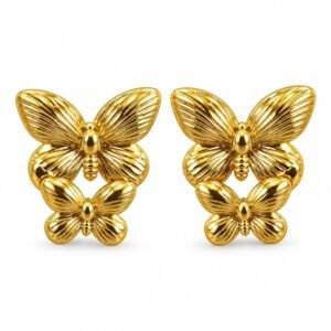 Aritos dorados doble mariposa