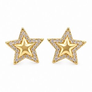 Aritos dorados de estrella con circonias