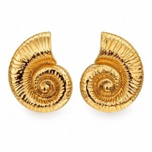 Aritos dorados de concha en espiral