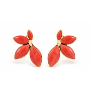 Aritos flor coral con bordes dorados