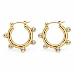 Argollas doradas con circonias transparentes