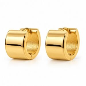Aritos de argolla dorados anchos y lisos
