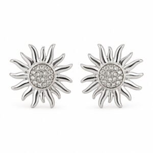 Aritos de Sol Plateados con Circonias