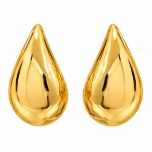 Aritos dorados lisos en forma de gota