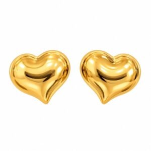 Aritos dorados de corazón voluminoso