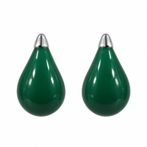 Aritos verdes en forma de gota con punta transparente