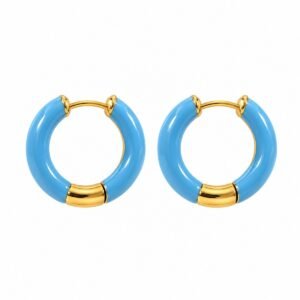 Argollas azul celeste con detalles dorados