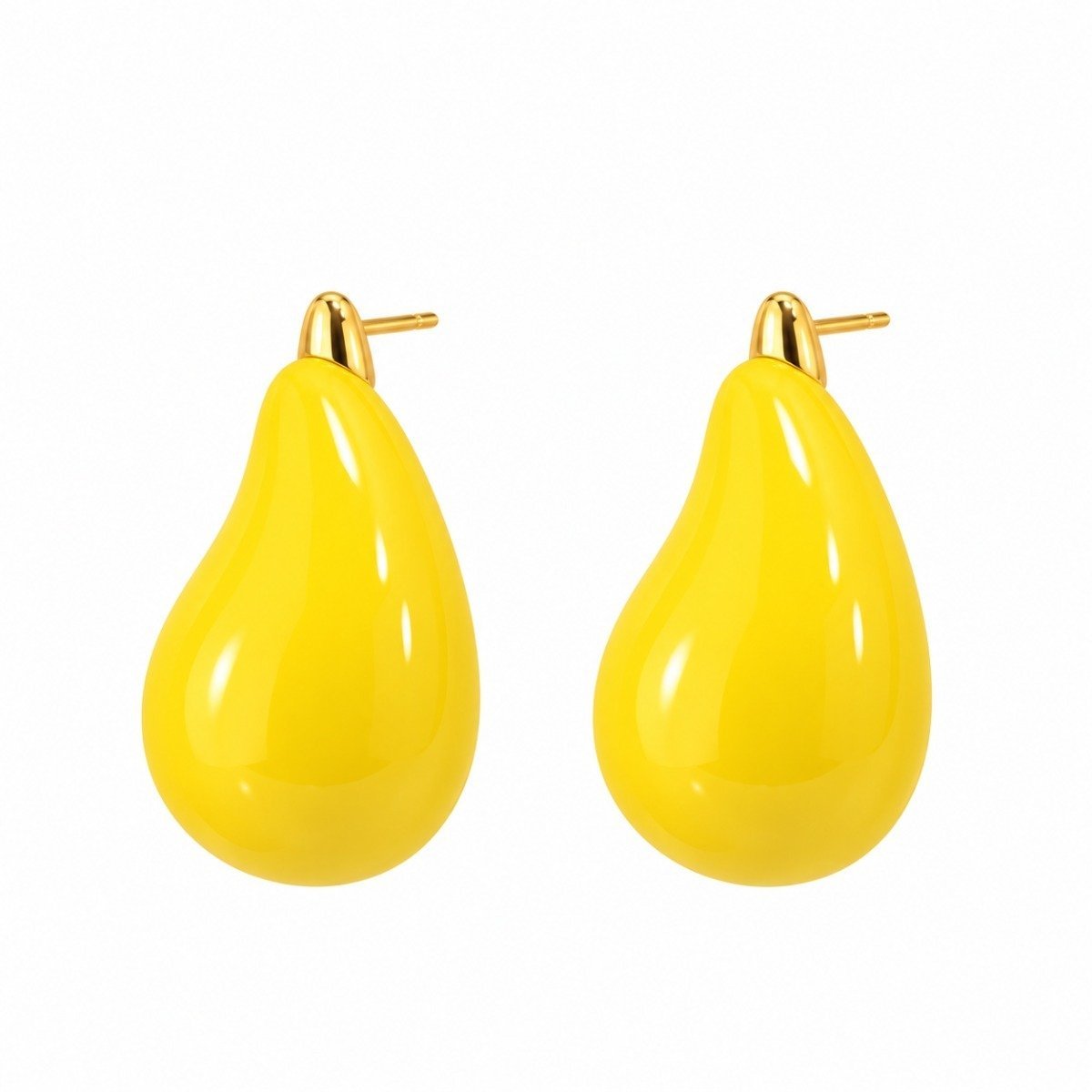 Aritos amarillos en forma de gota curva