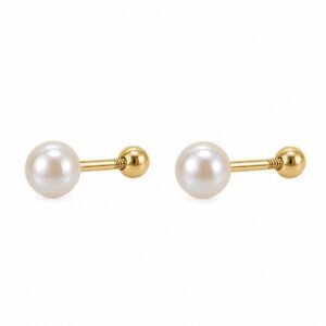 Aritos pequeños de esfera blanca perlada