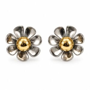 Aritos de flor bicolor con centro dorado
