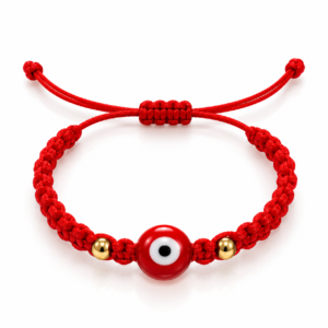 Pulsera roja trenzada con ojo