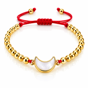 Pulsera roja con media luna blanca