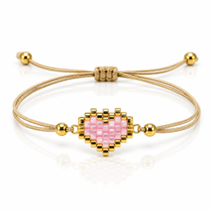 Pulsera ajustable con corazón rosa