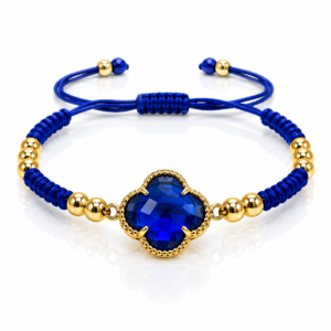 Pulsera azul con flor de cuatro pétalos