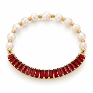 Pulsera blanca con detalles rojos