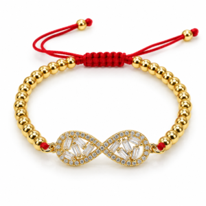 Pulsera roja con infinito brillante