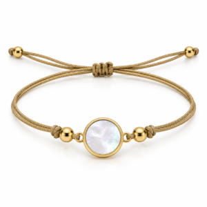 Pulsera beige con círculo blanco