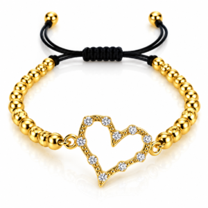 Pulsera negra con corazón abierto