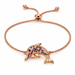 Pulsera ajustable con delfín multicolor