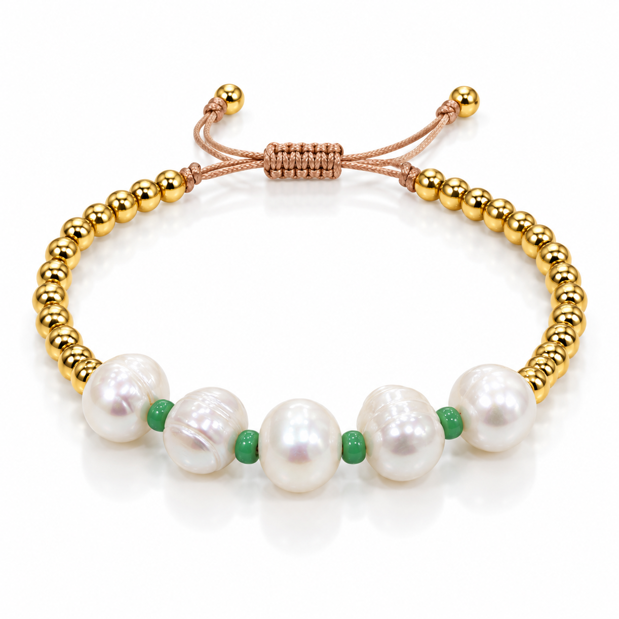 Pulsera blanca y verde ajustable