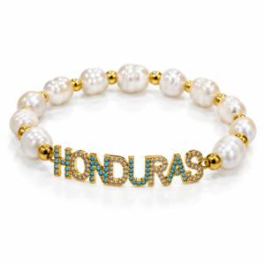 Pulsera blanca con Honduras en azul