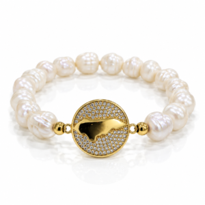 Pulsera blanca con mapa de Honduras dorado