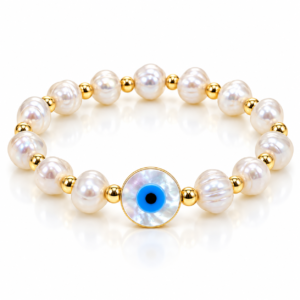 Pulsera blanca con ojo azul