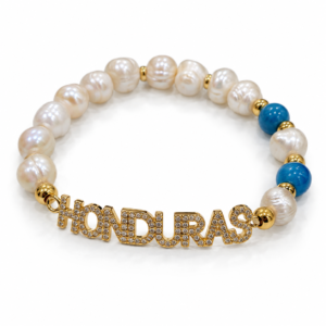 Pulsera blanca y azul con Honduras