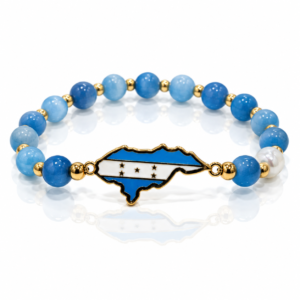 Pulsera azul con mapa y bandera de Honduras