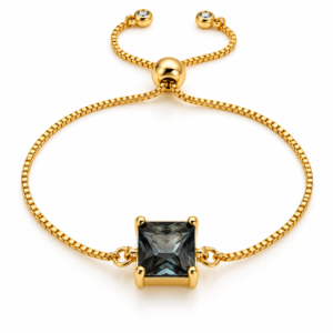 Pulsera dorada con detalle cuadrado oscuro