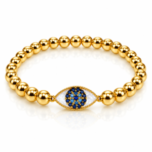 Pulsera dorada con ojo azul