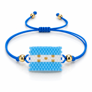 Pulsera azul con bandera de cuentas