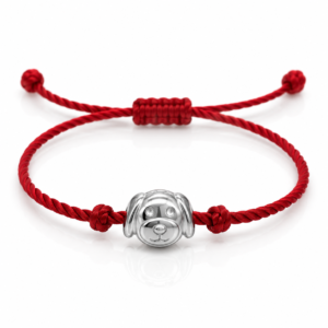 Pulsera roja con cuenta de perrito
