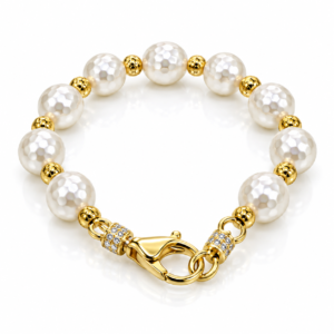 Pulsera blanca con cierre dorado