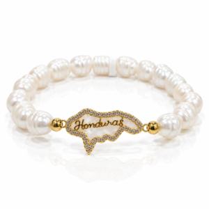 Pulsera blanca con mapa e inscripción Honduras