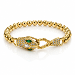 Pulsera dorada con serpiente decorada