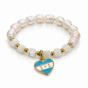 Pulsera blanca con corazón de bandera