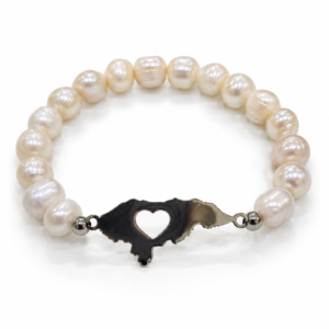 Pulsera blanca con mapa y corazón calado