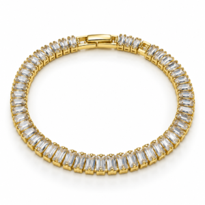 Pulsera dorada de rectángulos transparentes