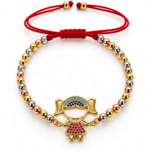 Pulsera roja con dije de niña