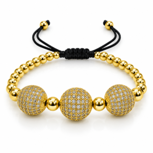 Pulsera negra con tres círculos brillantes