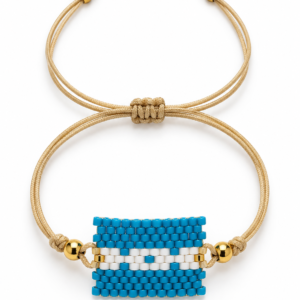 Pulsera beige con bandera tejida