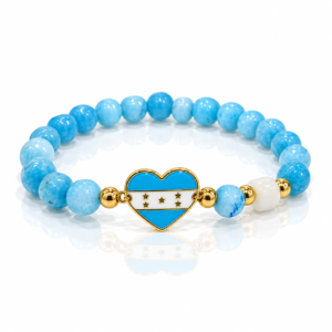 Pulsera celeste con corazón de Honduras